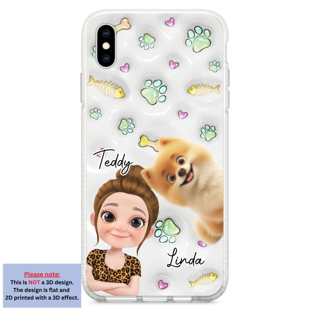 Lovely Human And Her Pets - Personalized Custom 3D Inflated Effect Phone Case - Image 23