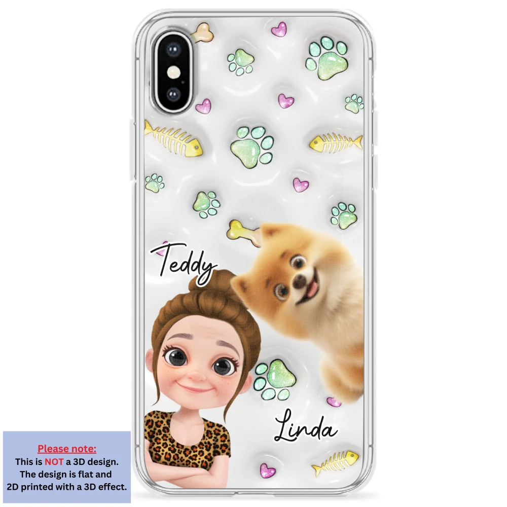 Lovely Human And Her Pets - Personalized Custom 3D Inflated Effect Phone Case - Image 24