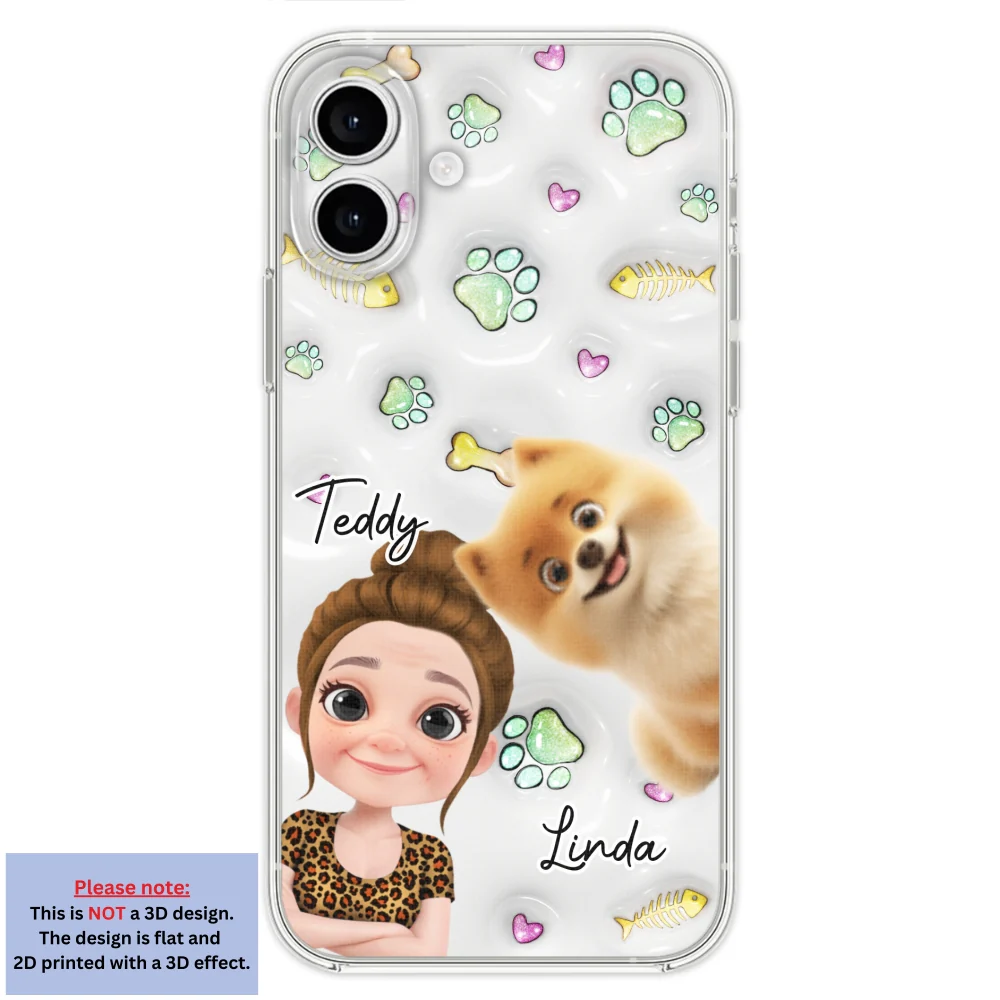 Lovely Human And Her Pets - Personalized Custom 3D Inflated Effect Phone Case - Image 25