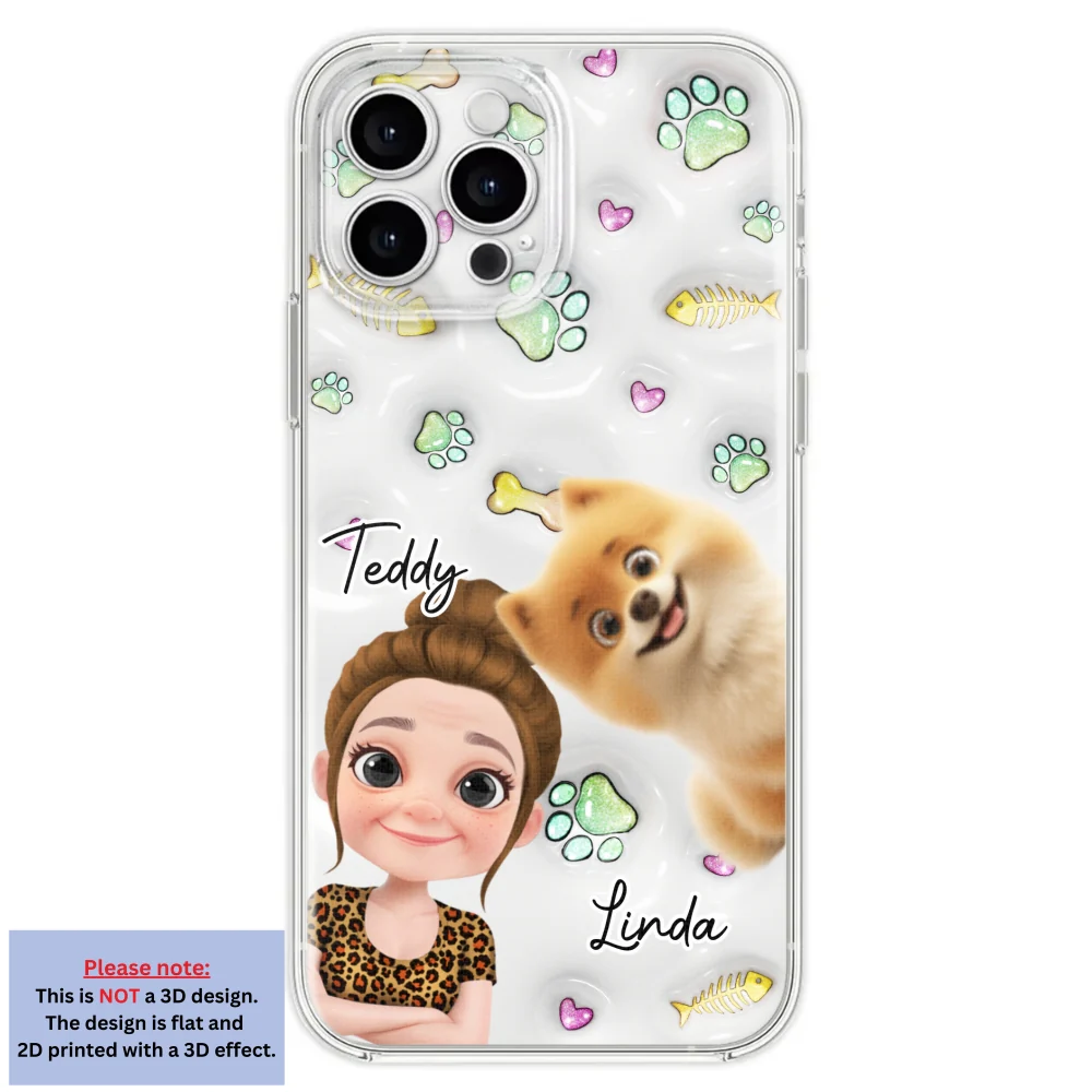 Lovely Human And Her Pets - Personalized Custom 3D Inflated Effect Phone Case - Image 26