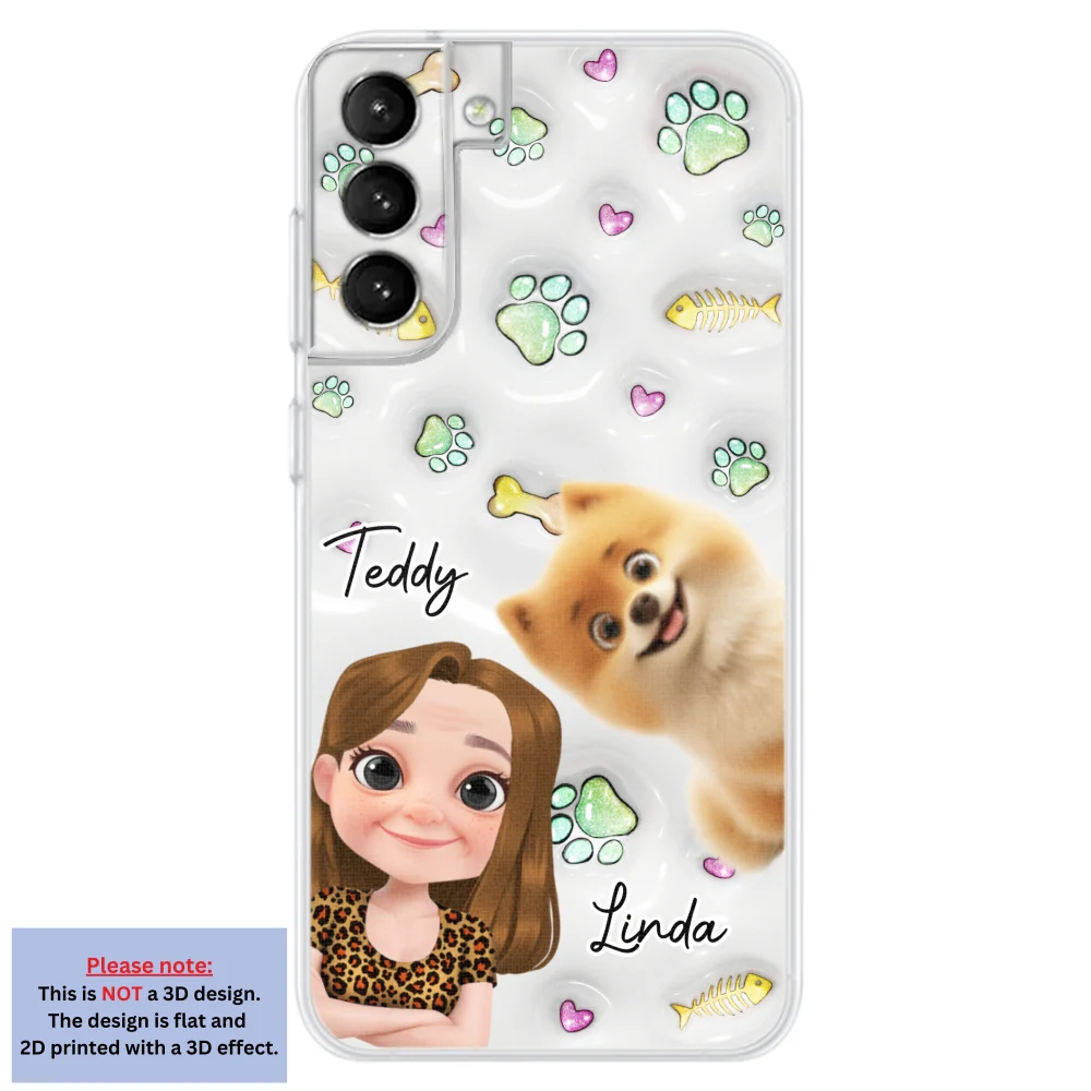 Lovely Human And Her Pets - Personalized Custom 3D Inflated Effect Phone Case - Image 28