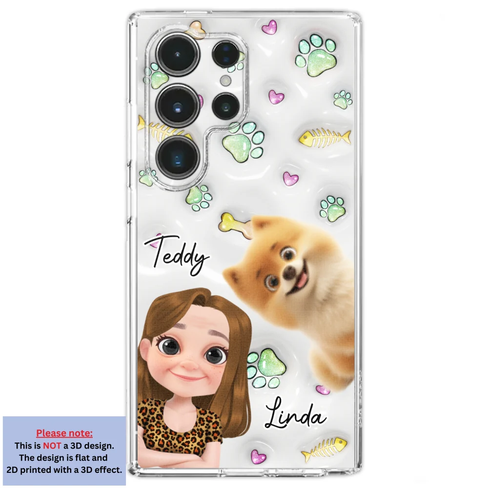 Lovely Human And Her Pets - Personalized Custom 3D Inflated Effect Phone Case - Image 29