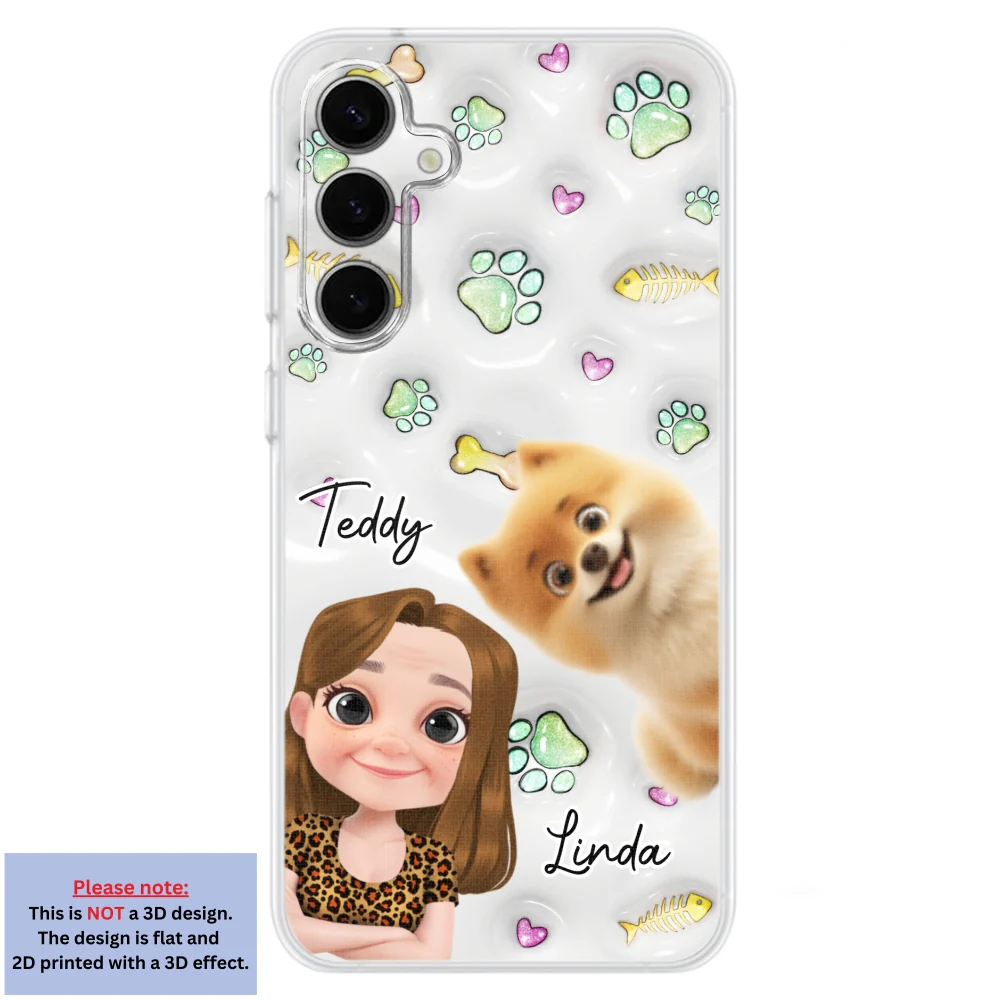 Lovely Human And Her Pets - Personalized Custom 3D Inflated Effect Phone Case - Image 30