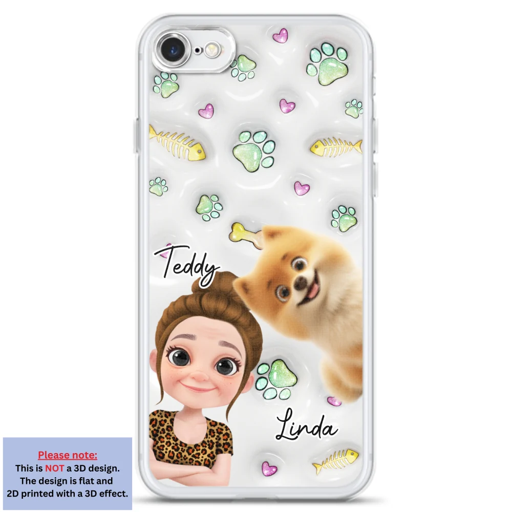 Lovely Human And Her Pets - Personalized Custom 3D Inflated Effect Phone Case - Image 5