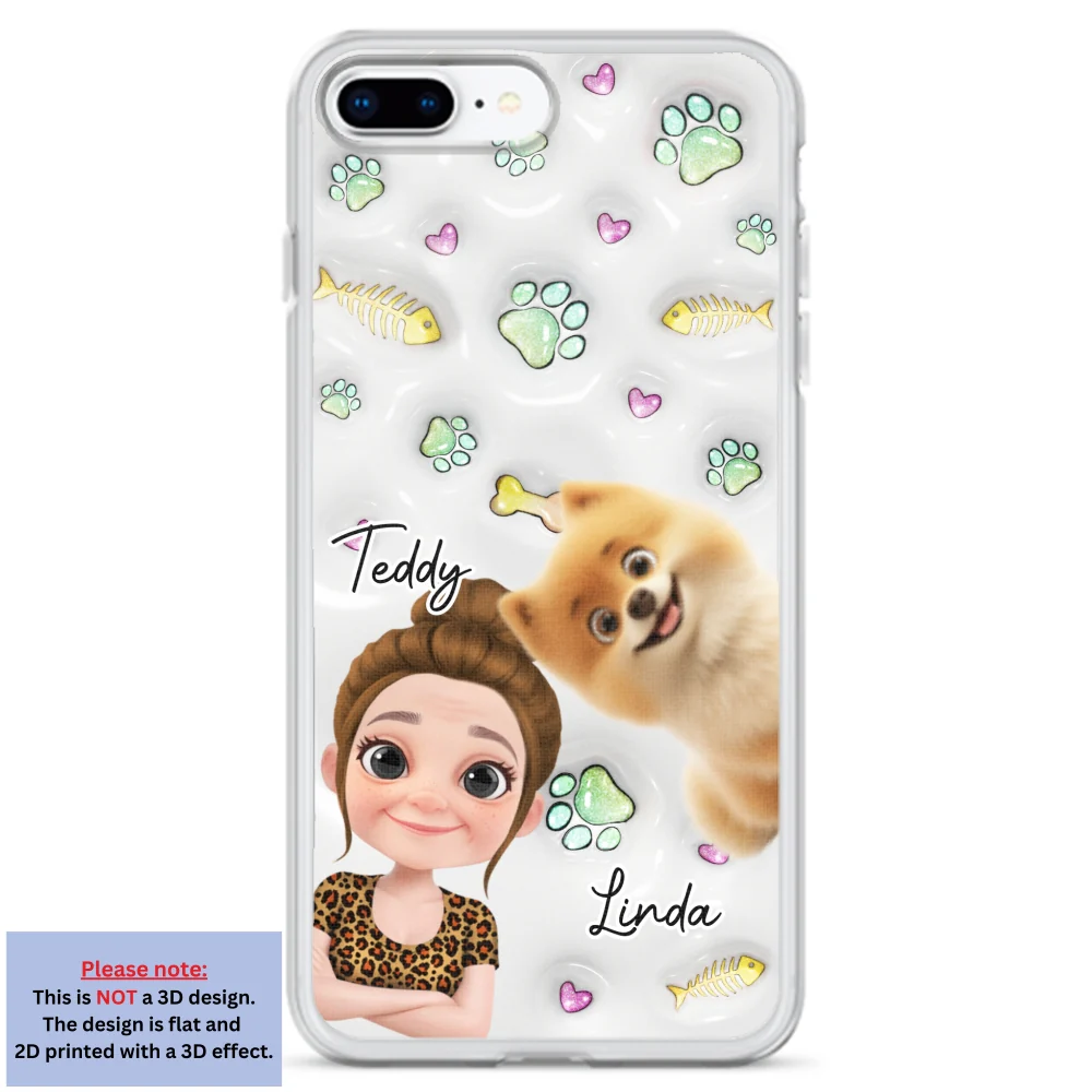 Lovely Human And Her Pets - Personalized Custom 3D Inflated Effect Phone Case - Image 6