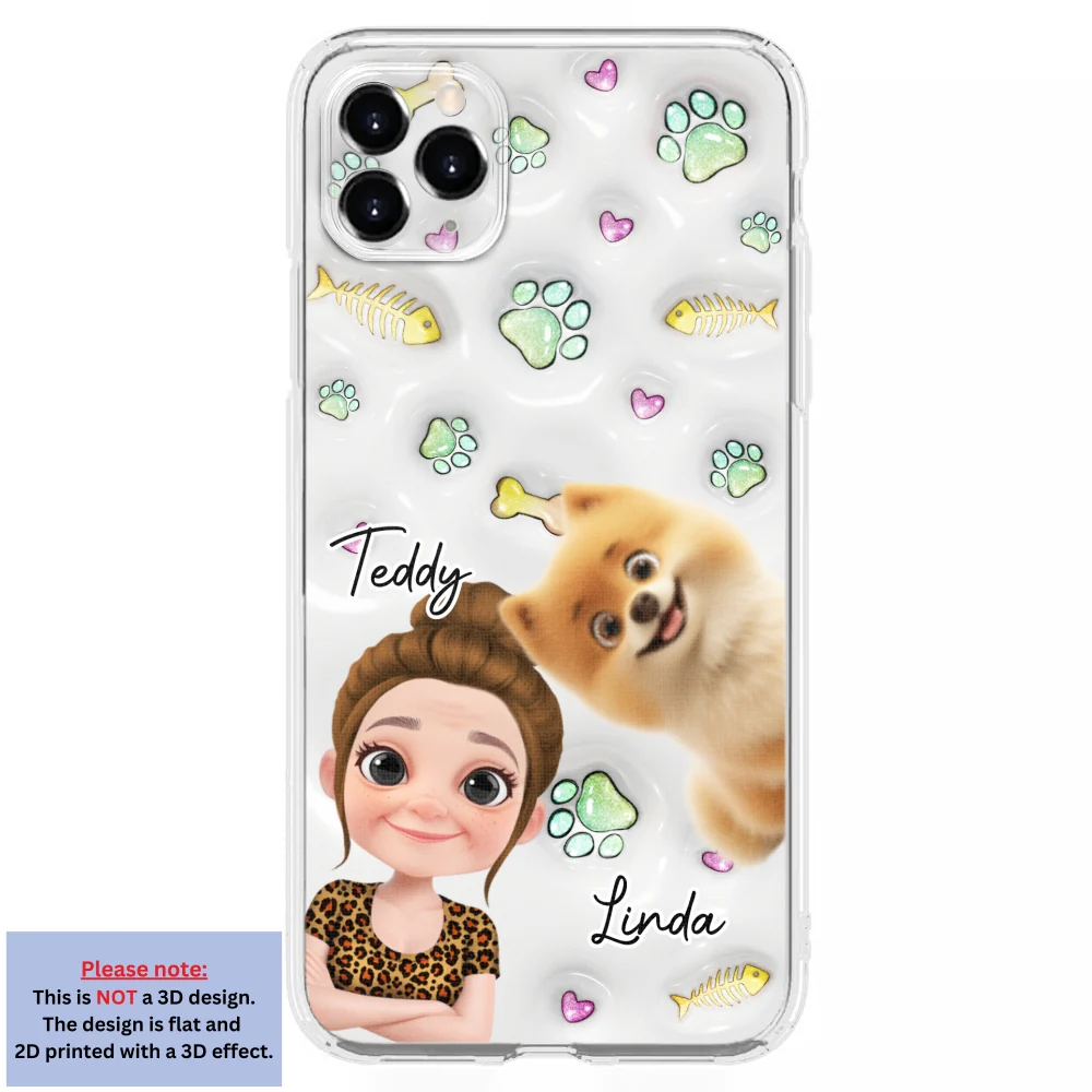 Lovely Human And Her Pets - Personalized Custom 3D Inflated Effect Phone Case - Image 8