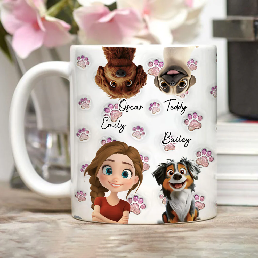 Lovely Pink Dog Mom - Personalized Custom 3D Inflated Effect Mug - Image 3