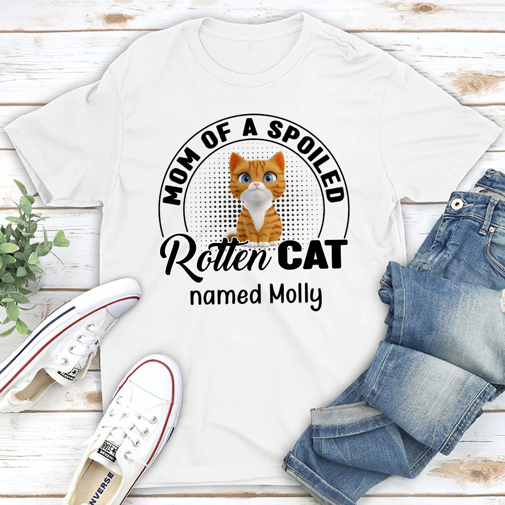 Lovely Spoiled Rotten Cat Chibi Cartoon - Personalized Custom Unisex T-Shirt - Image 2