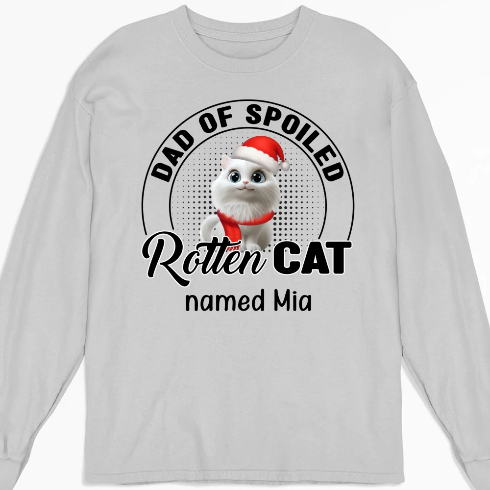 Lovely Spoiled Rotten Cat Chibi Cartoon Ver Christmas - Personalized Custom Long Sleeve T-Shirt - Image 4