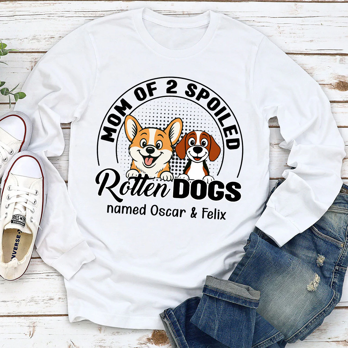 Lovely Spoiled Rotten Comic Dog - Personalized Custom Long Sleeve T-Shirt - Image 2