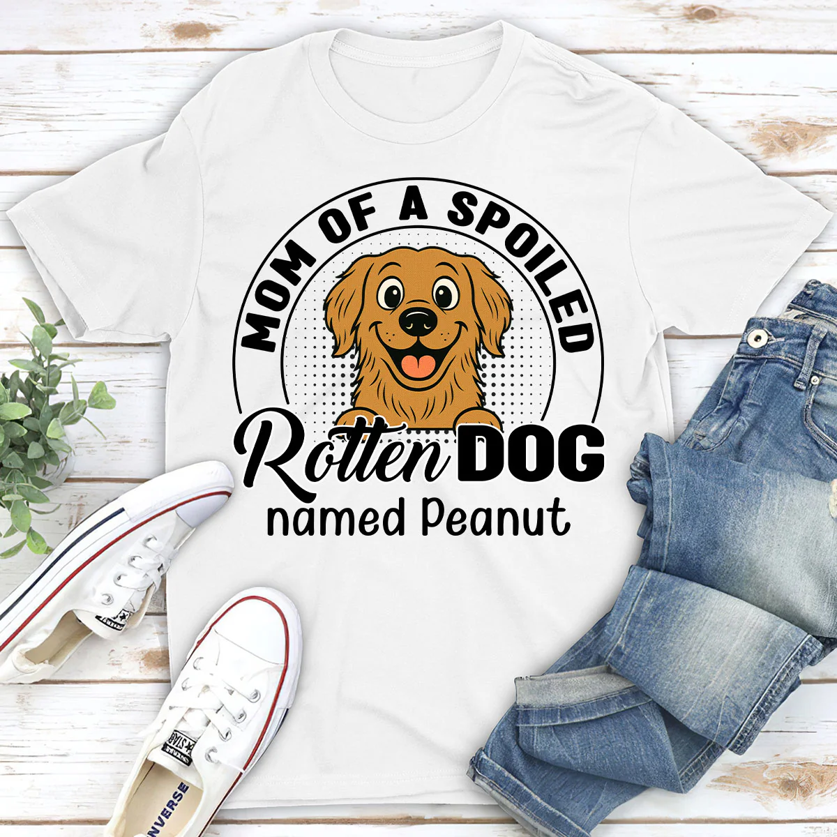 Lovely Spoiled Rotten Comic Dog - Personalized Custom Unisex T-Shirt - Image 2