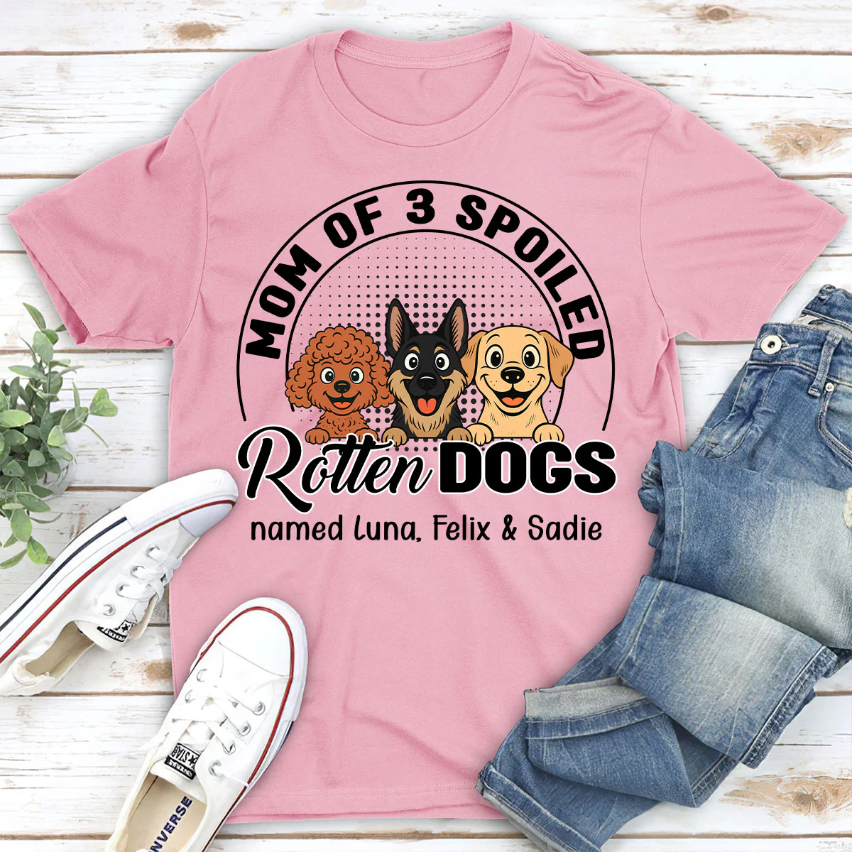 Lovely Spoiled Rotten Comic Dog - Personalized Custom Unisex T-Shirt - Image 4