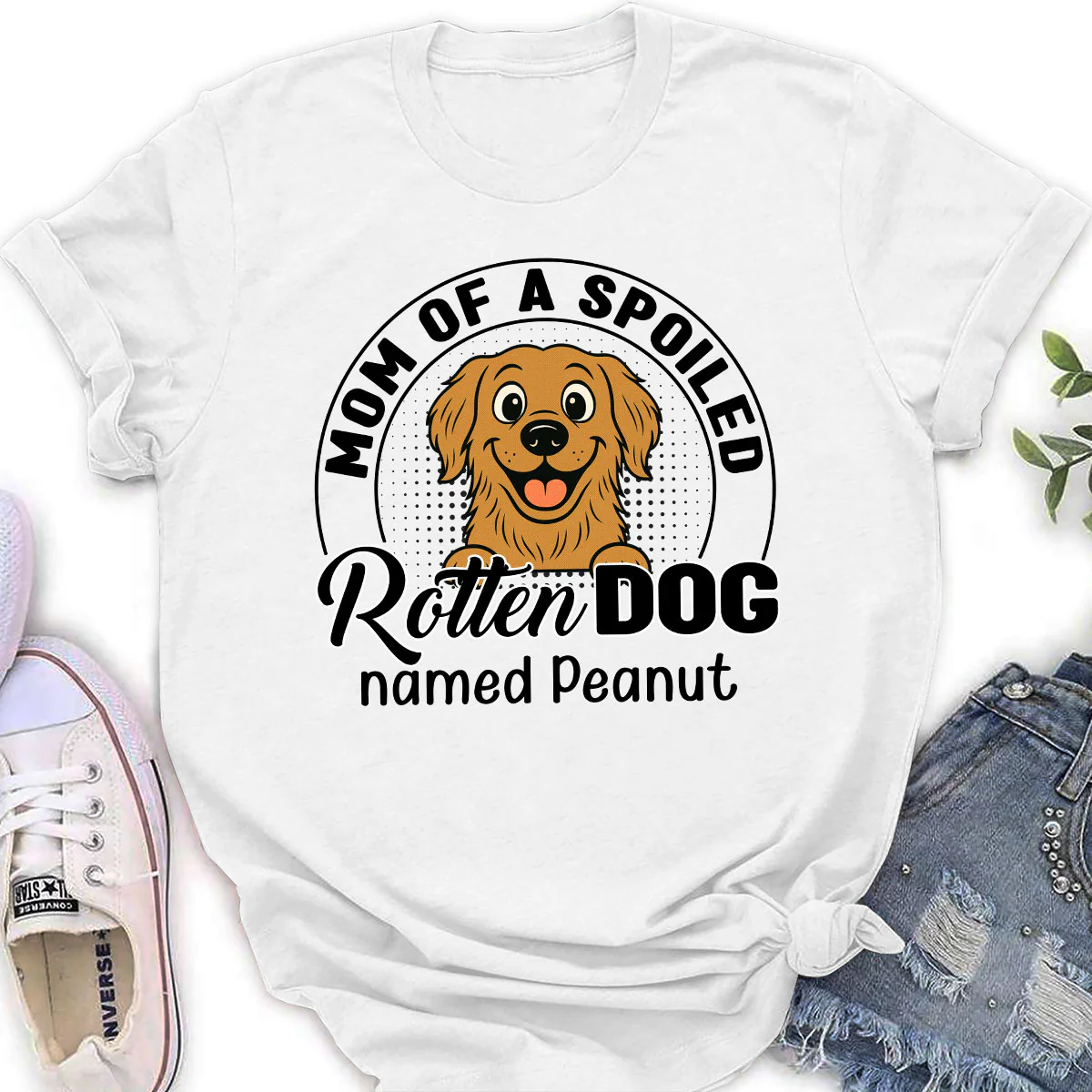 Lovely Spoiled Rotten Comic Dog - Personalized Custom Women's T-Shirt - Image 2