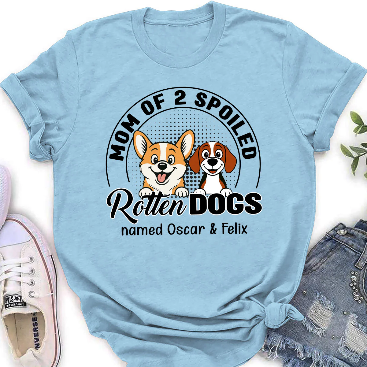 Lovely Spoiled Rotten Comic Dog - Personalized Custom Women's T-Shirt - Image 3