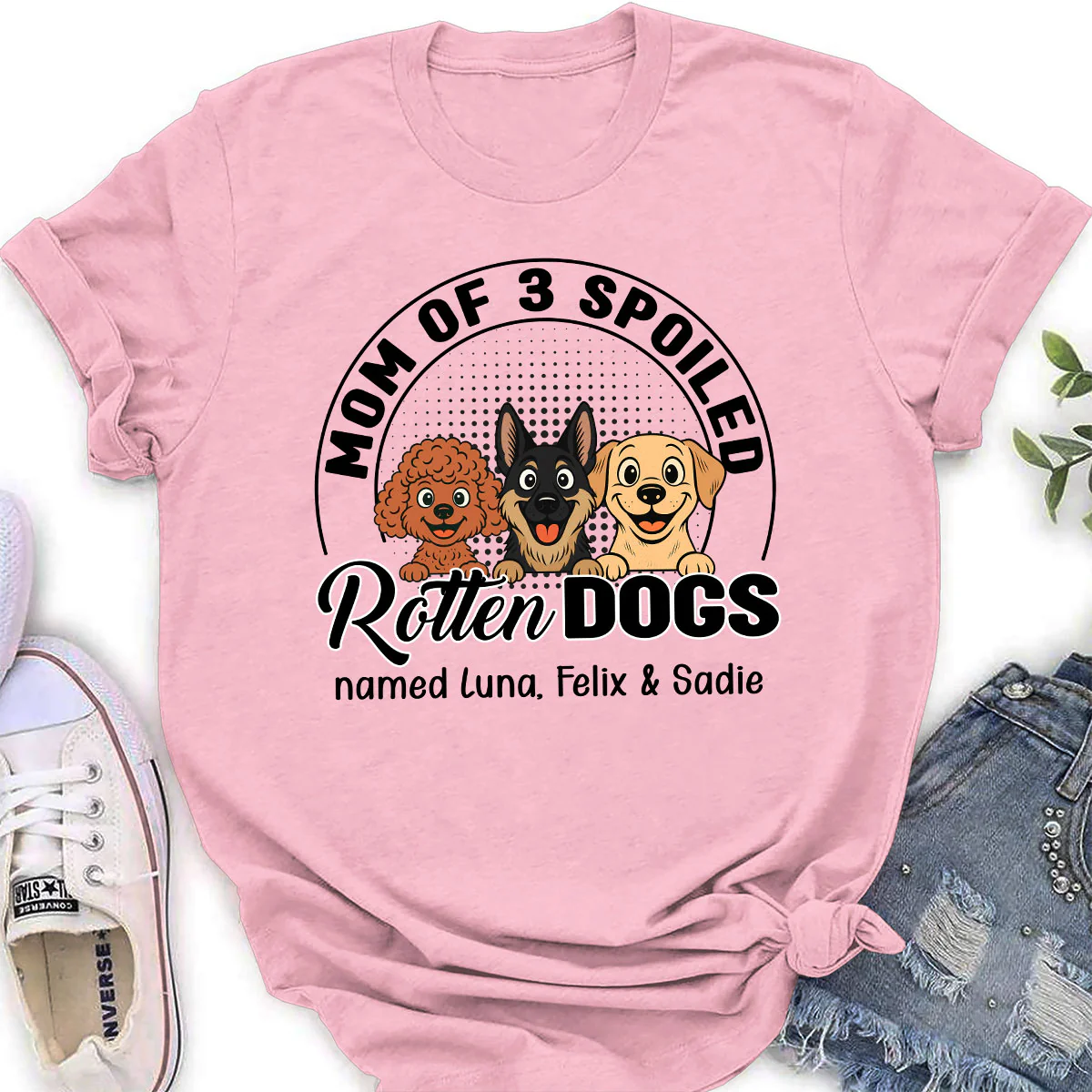Lovely Spoiled Rotten Comic Dog - Personalized Custom Women's T-Shirt - Image 4