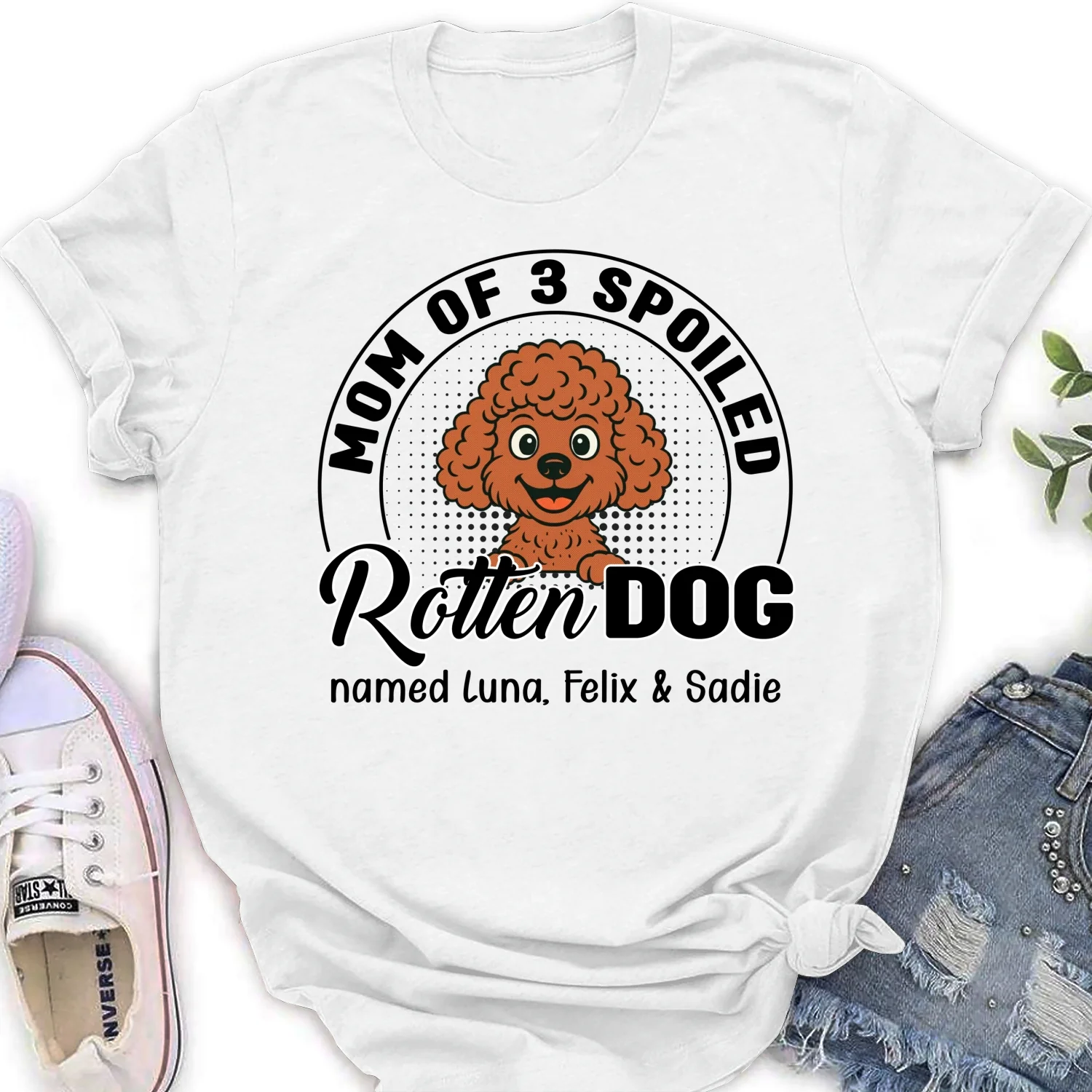Lovely Spoiled Rotten Comic Dog - Personalized Custom Women's T-Shirt - Image 5