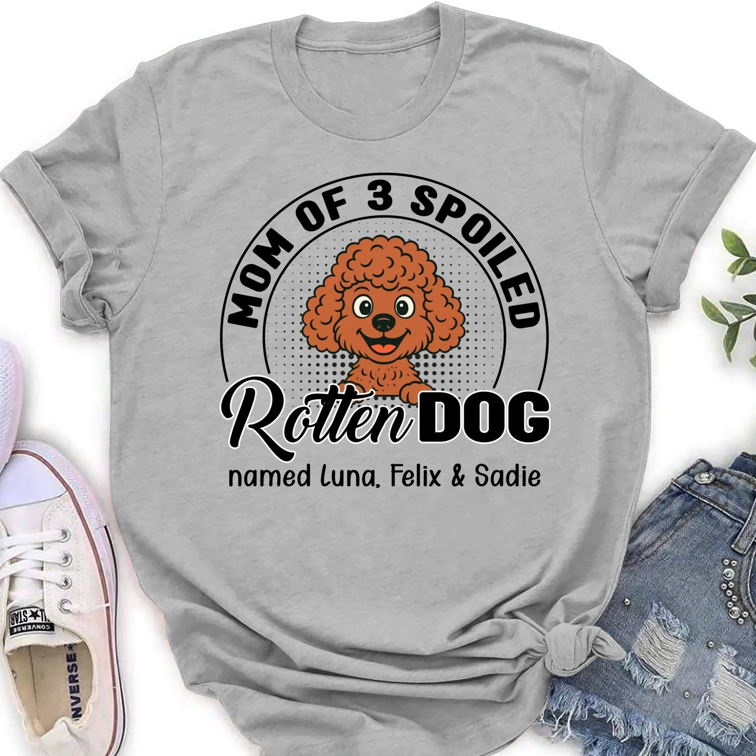 Lovely Spoiled Rotten Comic Dog - Personalized Custom Women's T-Shirt - Image 6