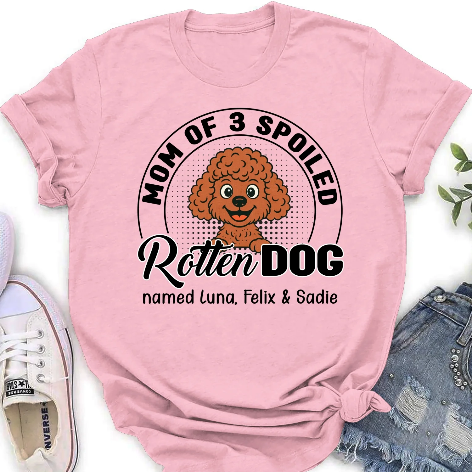 Lovely Spoiled Rotten Comic Dog - Personalized Custom Women's T-Shirt - Image 7