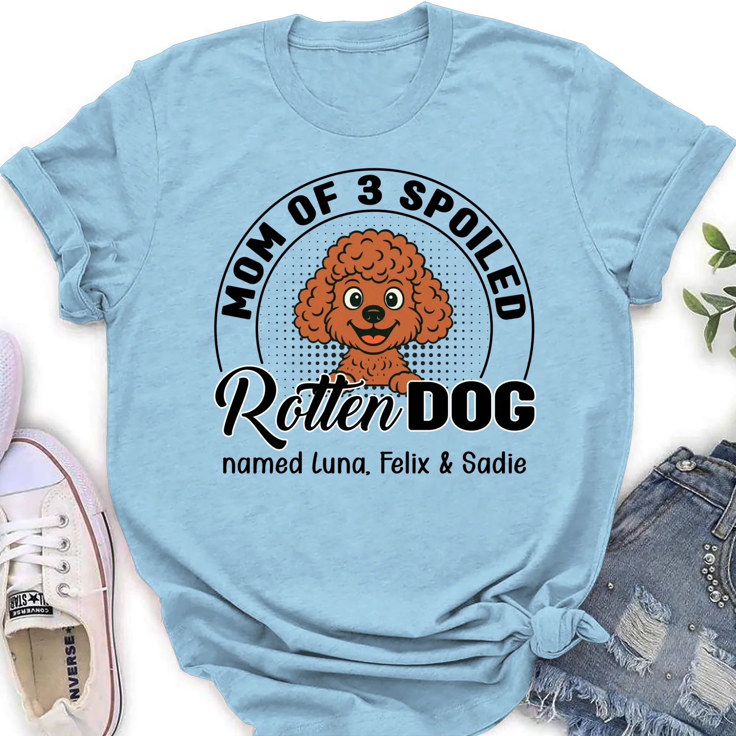 Lovely Spoiled Rotten Comic Dog - Personalized Custom Women's T-Shirt - Image 8