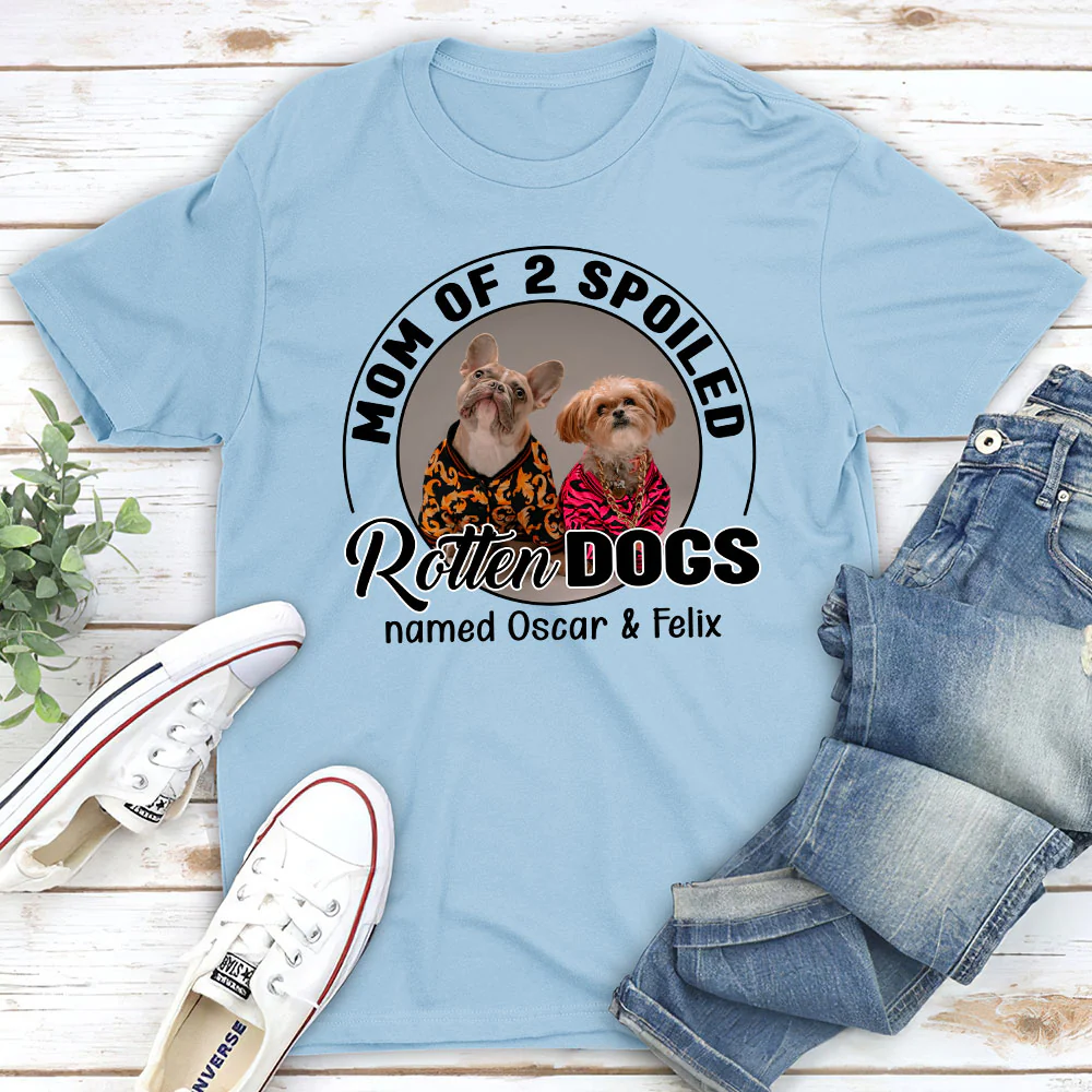 Lovely Spoiled Rotten Comic Dog Photo - Personalized Custom Unisex T-Shirt - Image 3