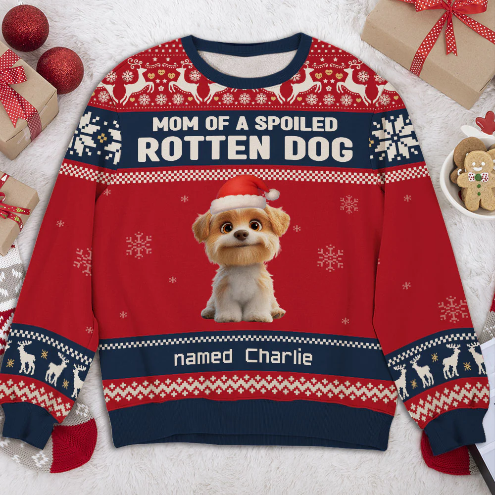 Lovely Spoiled Rotten Dog Chibi Cartoon - Personalized Custom All-Over-Print Sweatshirt - Image 4