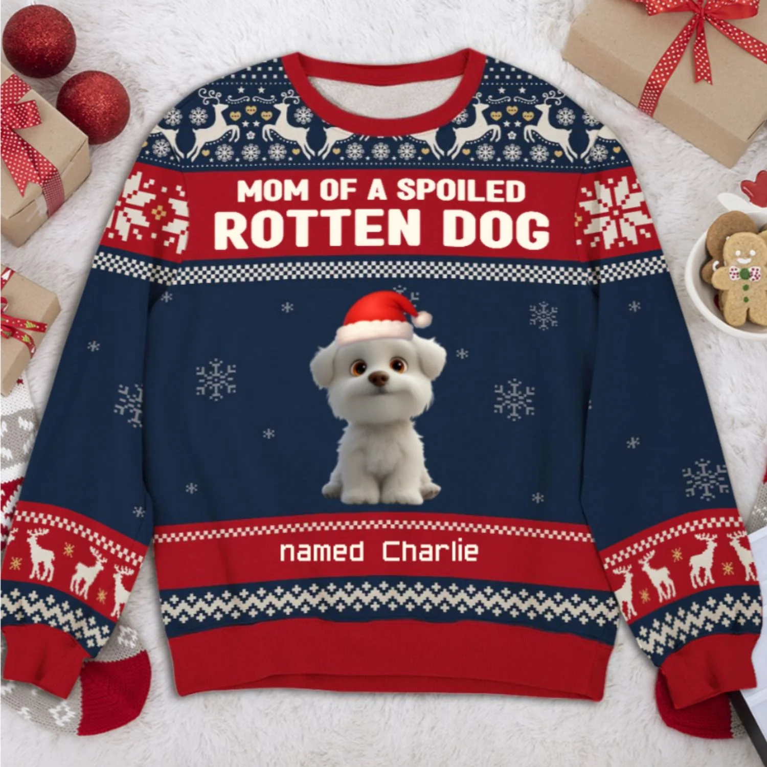 Lovely Spoiled Rotten Dog Chibi Cartoon - Personalized Custom All-Over-Print Sweatshirt - Image 6