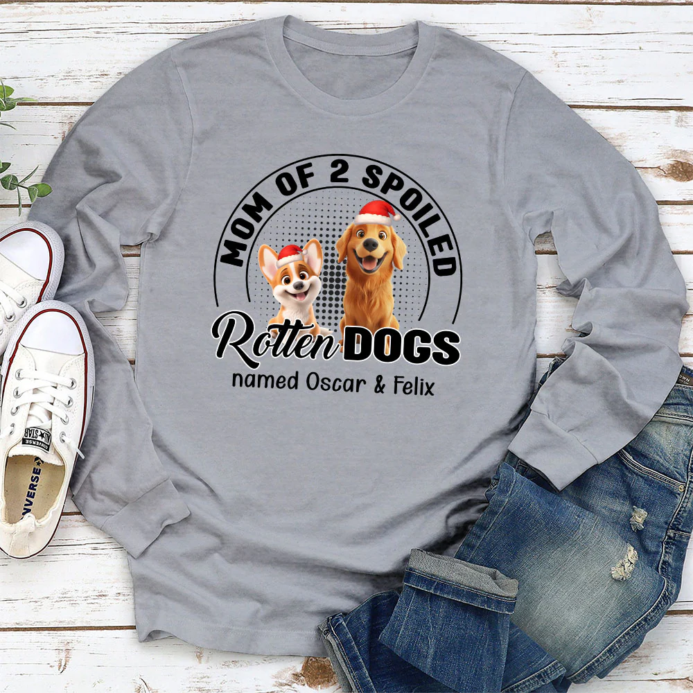 Lovely Spoiled Rotten Dog Chibi Cartoon Ver Christmas - Personalized Custom Long Sleeve T-Shirt - Image 3