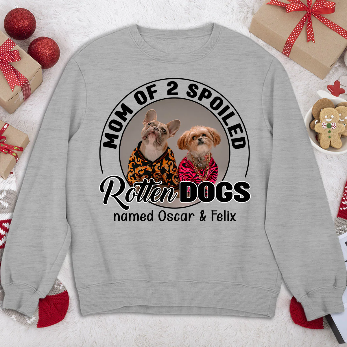 Lovely Spoiled Rotten Dog Chibi Cartoon Ver Christmas - Personalized Custom Sweatshirt - Image 3