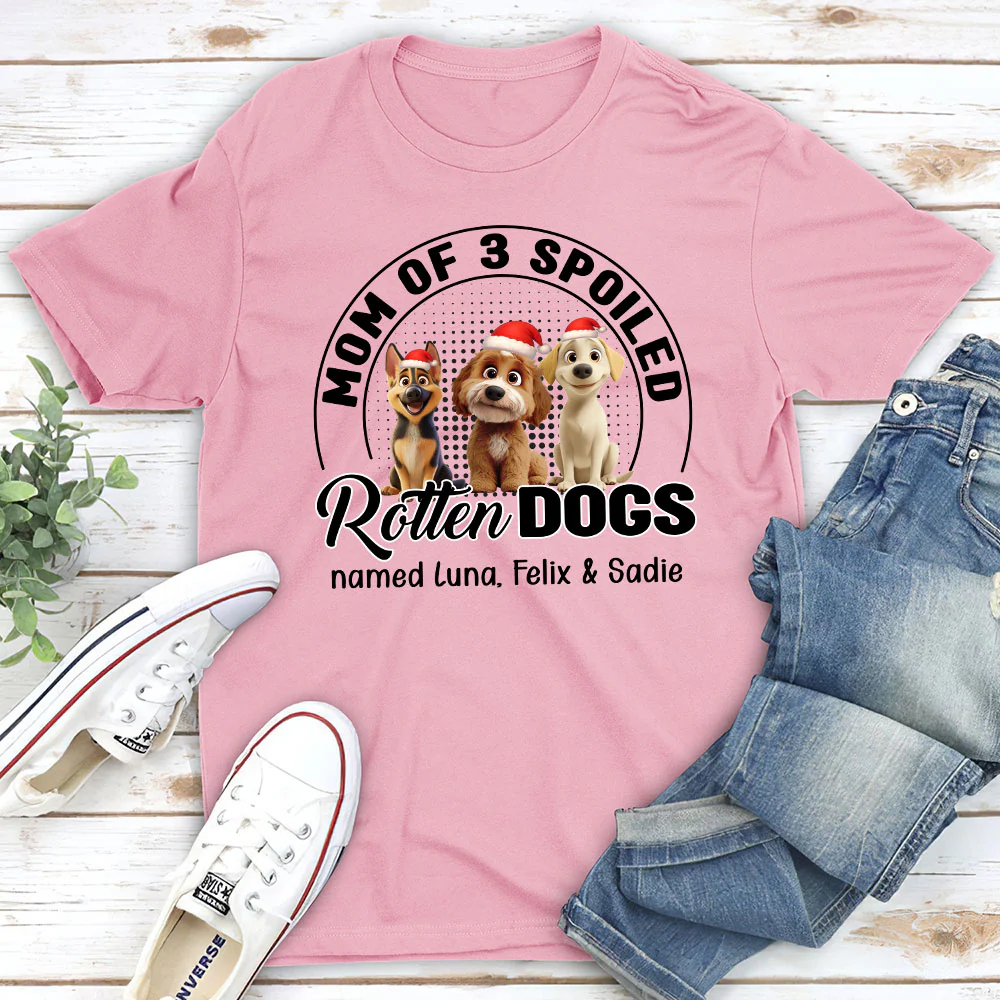 Lovely Spoiled Rotten Dog Chibi Cartoon Ver Christmas - Personalized Custom Unisex T-Shirt - Image 5