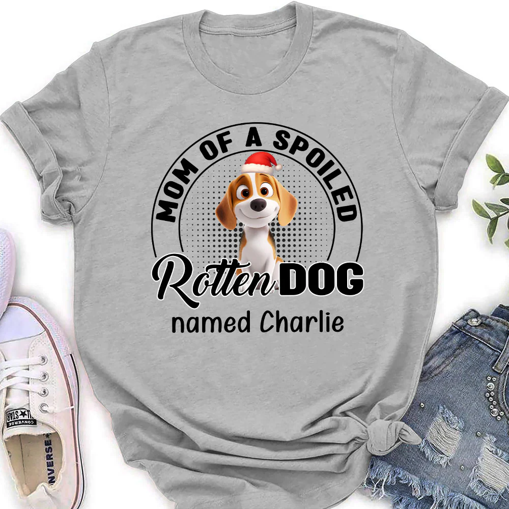 Lovely Spoiled Rotten Dog Chibi Cartoon Ver Christmas - Personalized Custom Women T-Shirt - Image 3