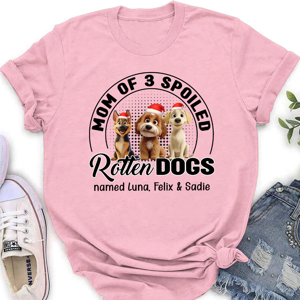 Lovely Spoiled Rotten Dog Chibi Cartoon Ver Christmas - Personalized Custom Women T-Shirt - Image 5