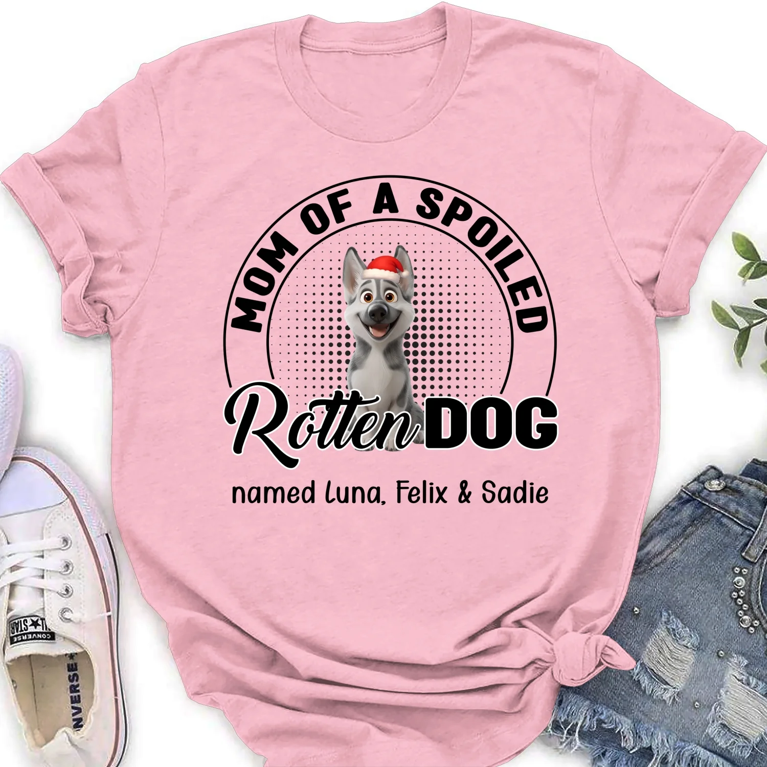 Lovely Spoiled Rotten Dog Chibi Cartoon Ver Christmas - Personalized Custom Women T-Shirt - Image 8