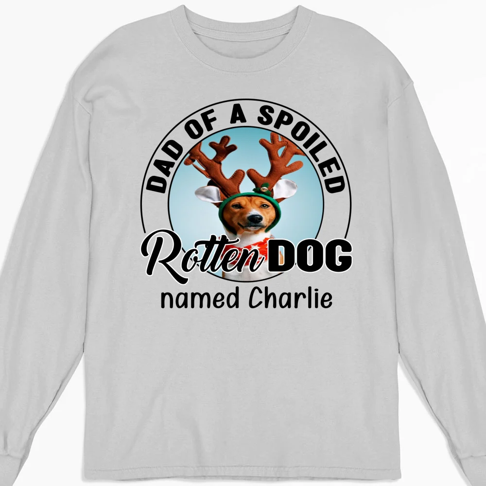Lovely Spoiled Rotten Dog Chibi Cartoon Ver Christmas Photo - Personalized Custom Long Sleeve T-Shirt - Image 4