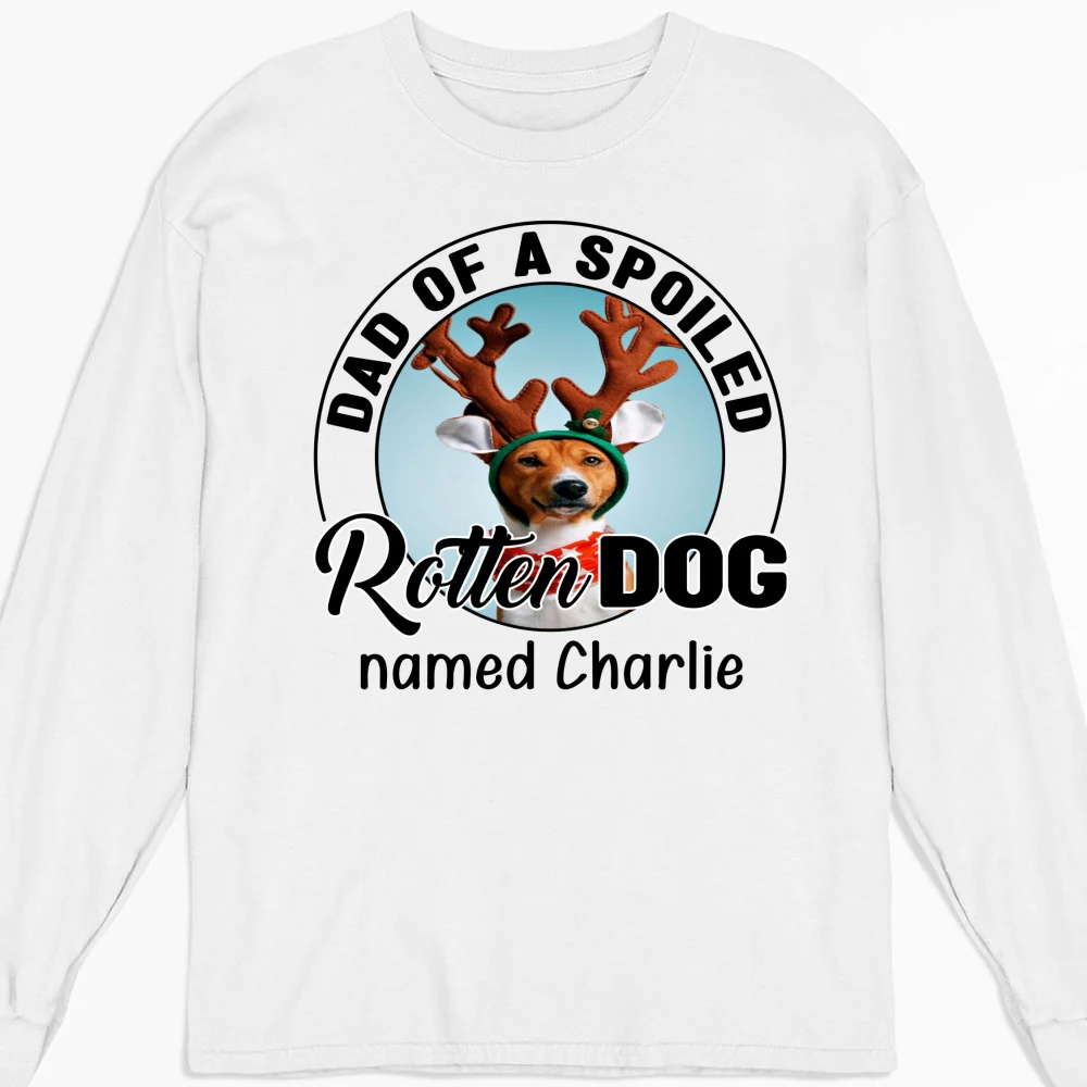 Lovely Spoiled Rotten Dog Chibi Cartoon Ver Christmas Photo - Personalized Custom Long Sleeve T-Shirt - Image 5
