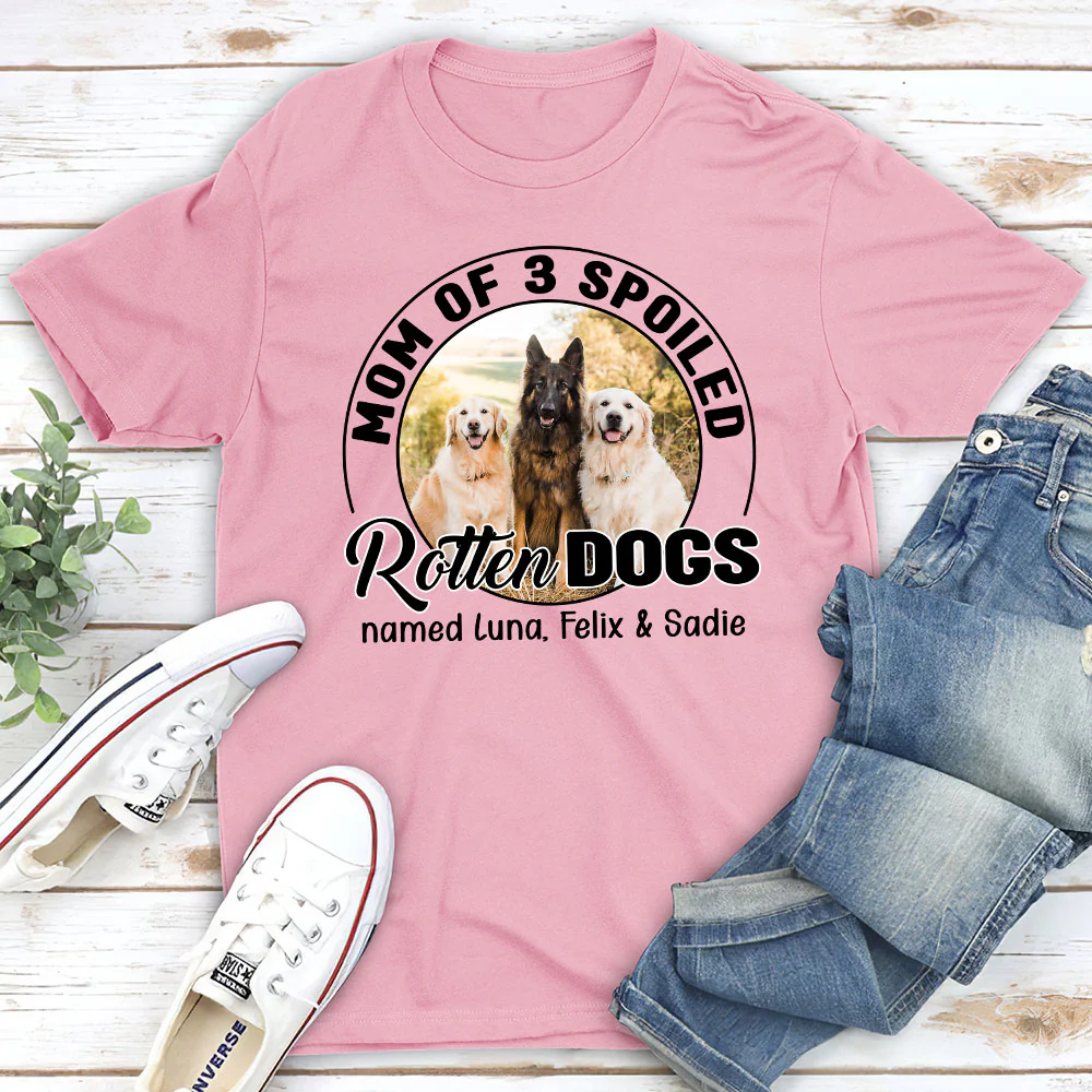 Lovely Spoiled Rotten Dog Chibi Cartoon Ver Christmas Photo - Personalized Custom Unisex T-Shirt - Image 5