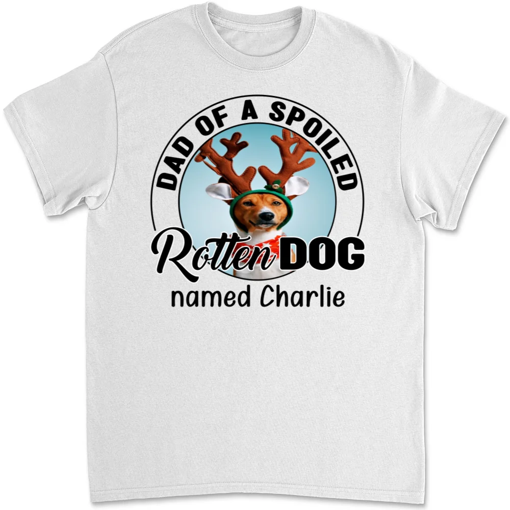Lovely Spoiled Rotten Dog Chibi Cartoon Ver Christmas Photo - Personalized Custom Unisex T-Shirt - Image 6