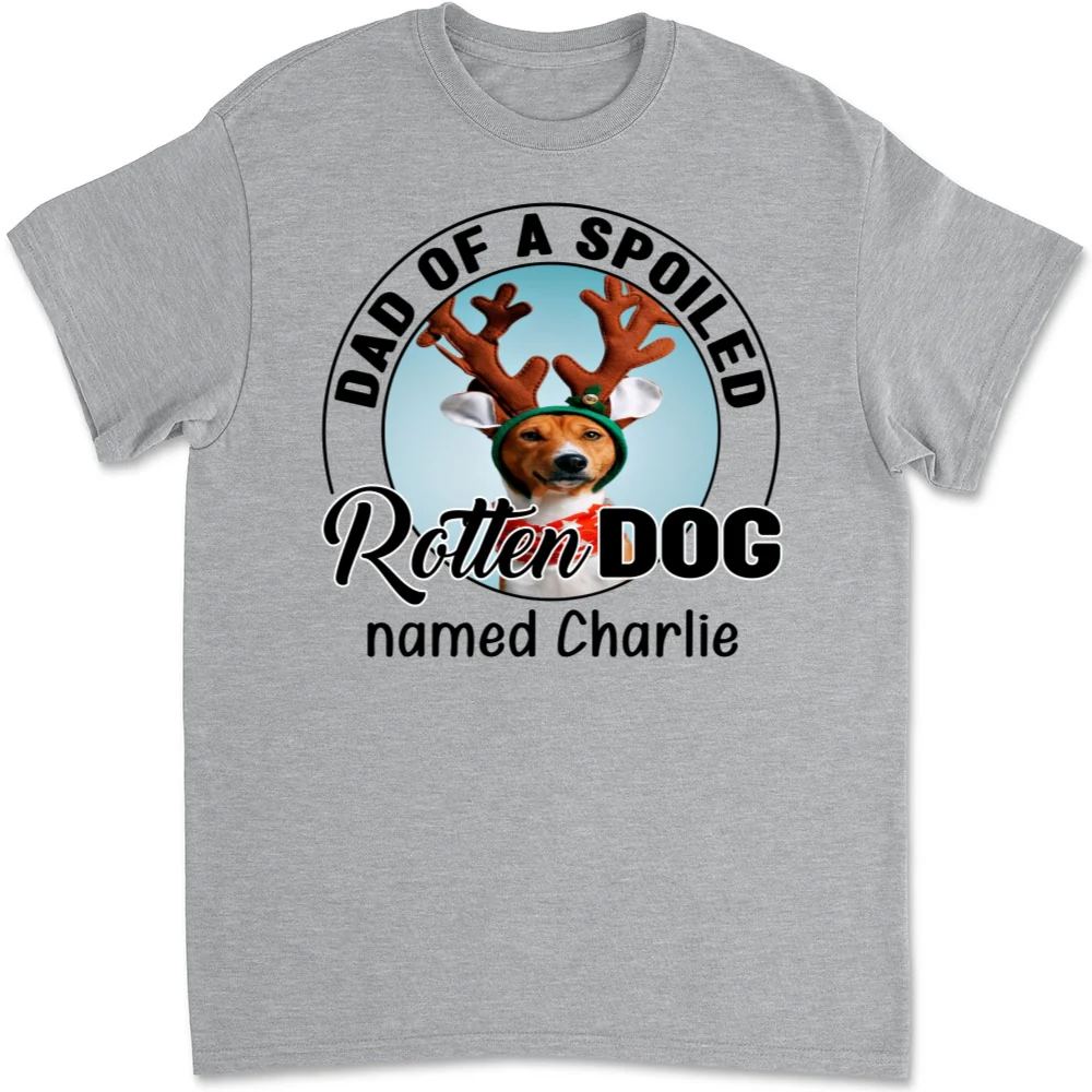 Lovely Spoiled Rotten Dog Chibi Cartoon Ver Christmas Photo - Personalized Custom Unisex T-Shirt - Image 7