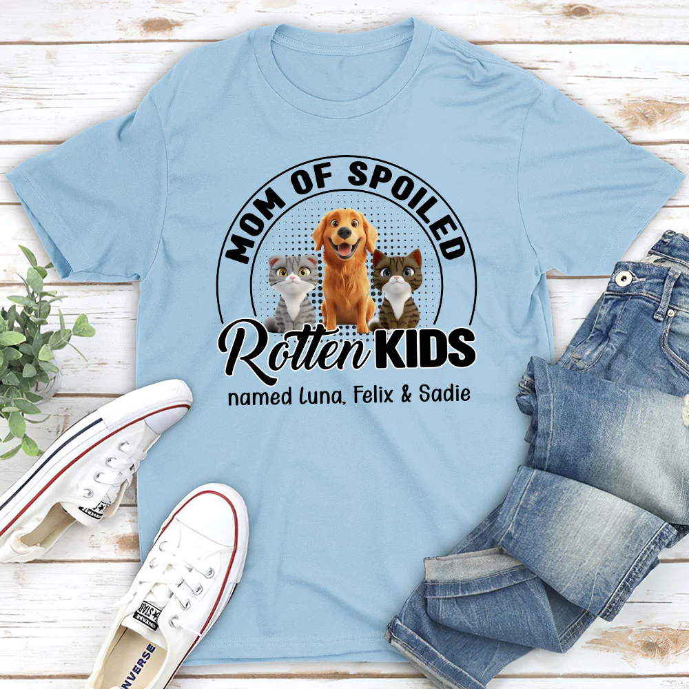 Lovely Spoiled Rotten Pet Chibi Cartoon - Personalized Custom Unisex T-Shirt - Image 3