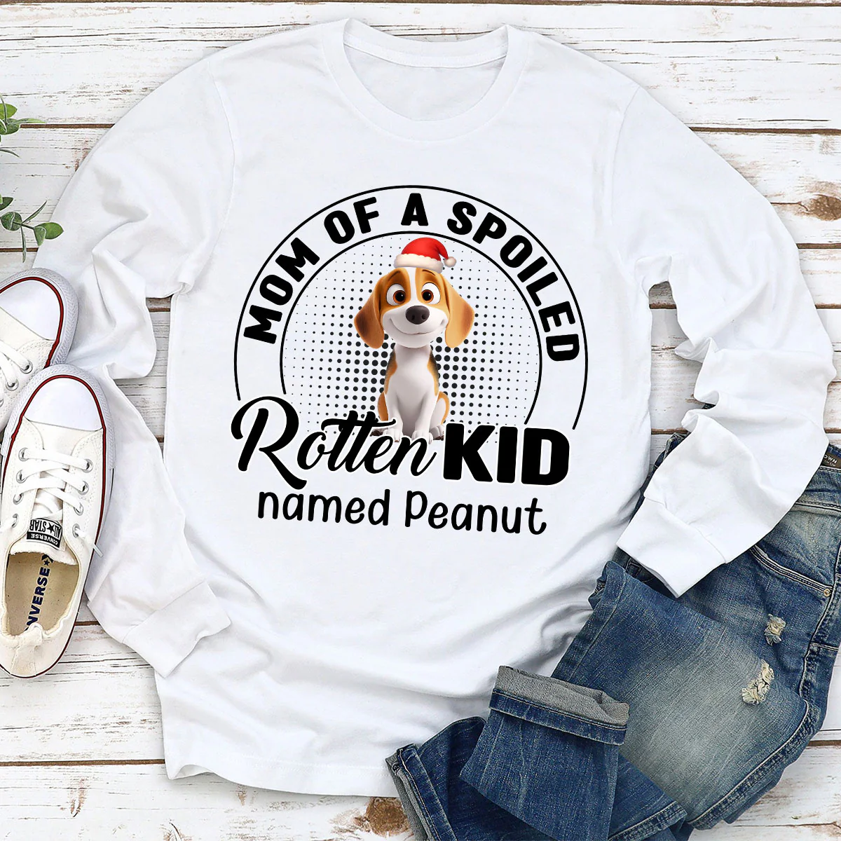 Lovely Spoiled Rotten Pet Chibi Cartoon Ver Christmas - Personalized Custom Long Sleeve T-Shirt - Image 2