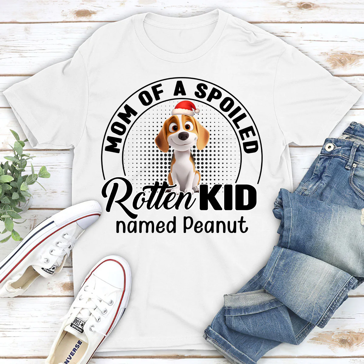 Lovely Spoiled Rotten Pet Chibi Cartoon Ver Christmas - Personalized Custom Unisex T-Shirt - Image 2