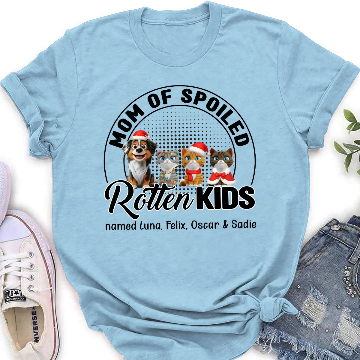 Lovely Spoiled Rotten Pet Chibi Cartoon Ver Christmas - Personalized Custom Women T-Shirt - Image 4
