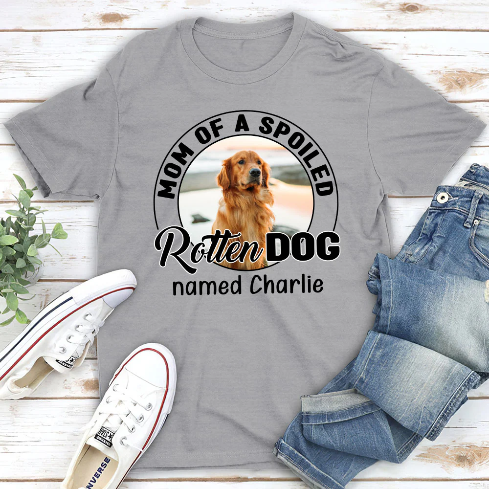 Lovely Spoiled Rotten Storybook Dog Photo - Personalized Custom Unisex T-Shirt - Image 3