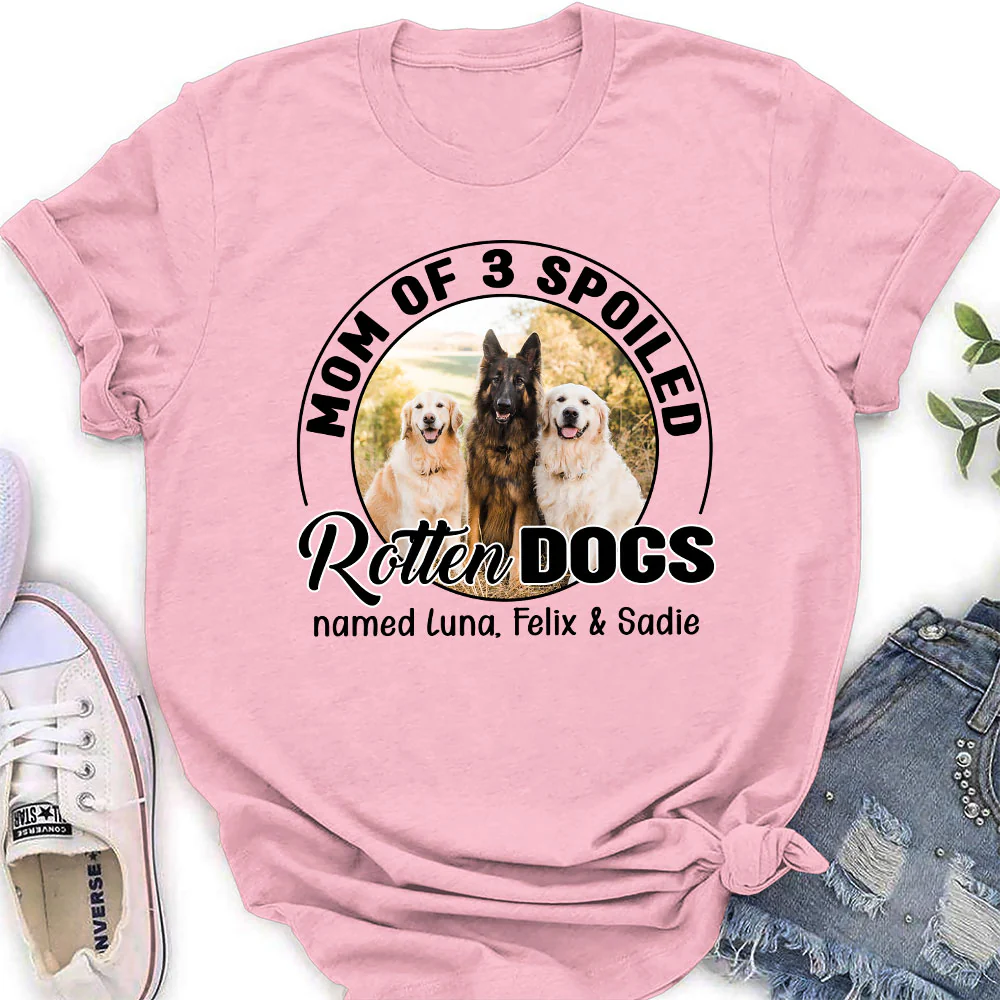 Lovely Spoiled Rotten Storybook Dog Photo - Personalized Custom Women's T-Shirt - Image 4