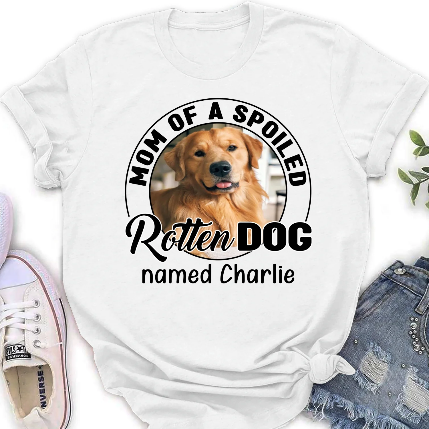 Lovely Spoiled Rotten Storybook Dog Photo - Personalized Custom Women's T-Shirt - Image 5