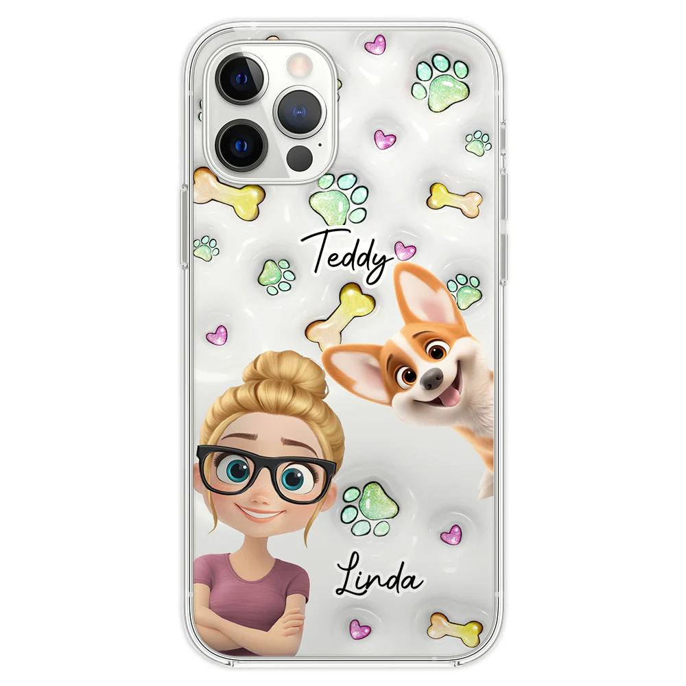 Lovely Human And Her Dogs - Personalized Custom 3D Inflated Effect Phone Case