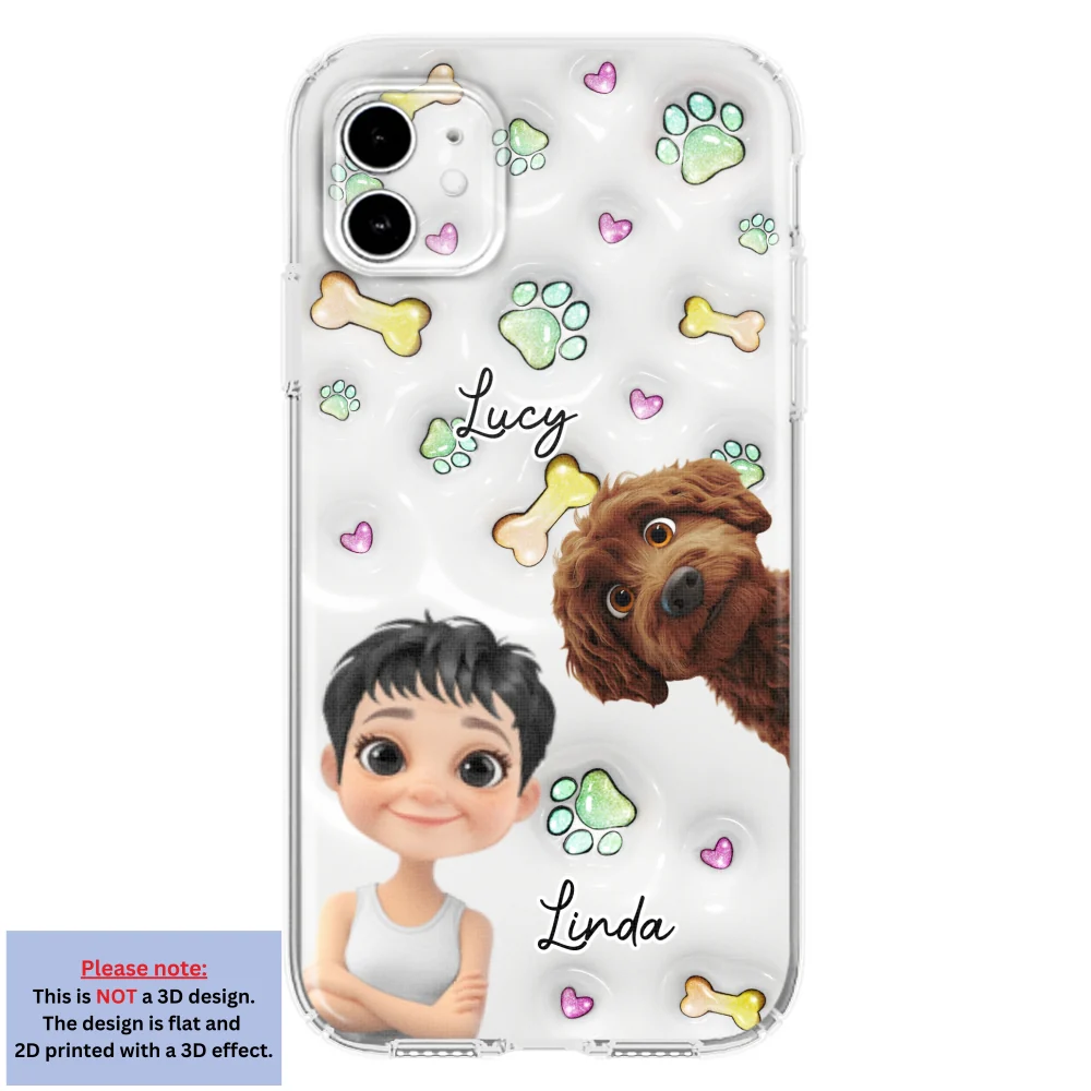 Lovely Human And Her Dogs - Personalized Custom 3D Inflated Effect Phone Case - Image 10