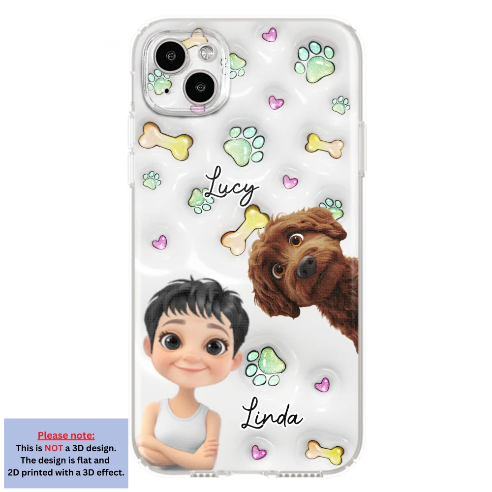 Lovely Human And Her Dogs - Personalized Custom 3D Inflated Effect Phone Case - Image 13
