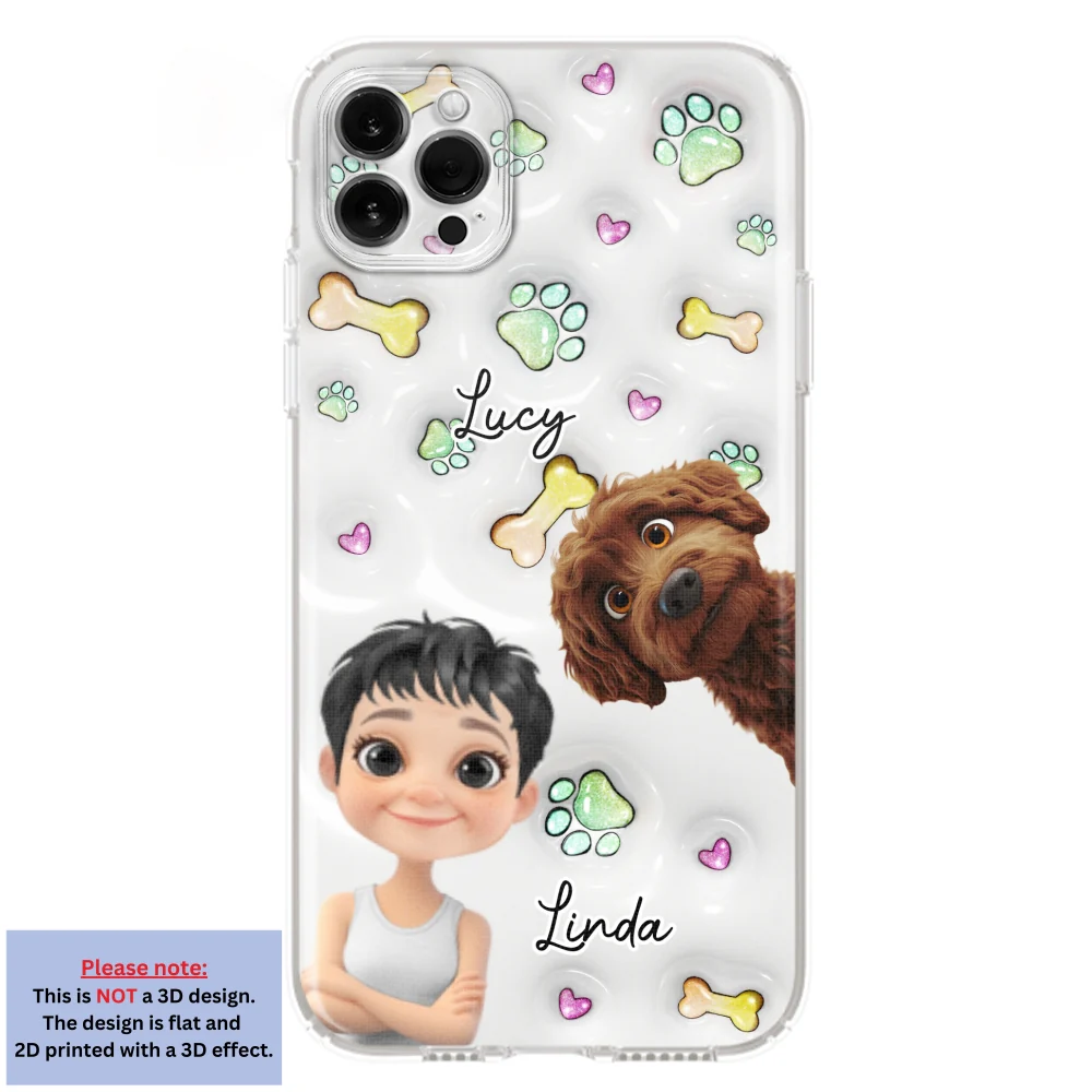 Lovely Human And Her Dogs - Personalized Custom 3D Inflated Effect Phone Case - Image 14