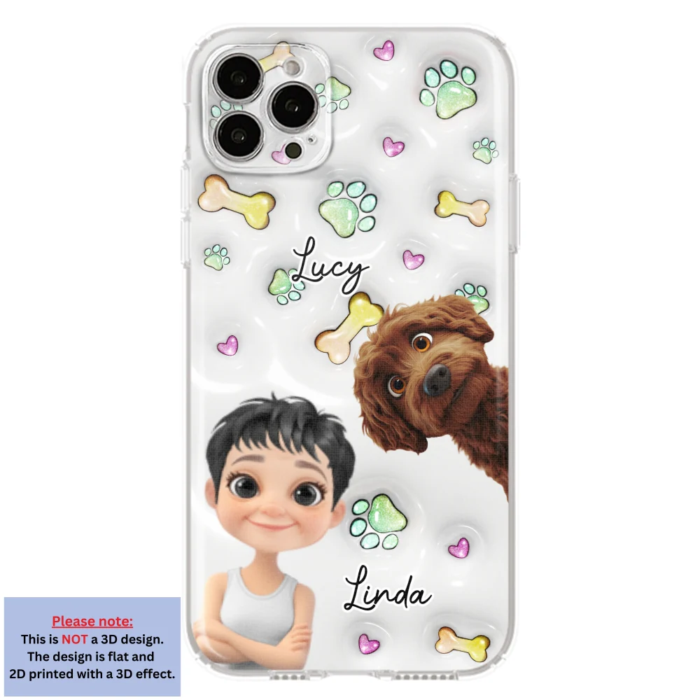 Lovely Human And Her Dogs - Personalized Custom 3D Inflated Effect Phone Case - Image 15