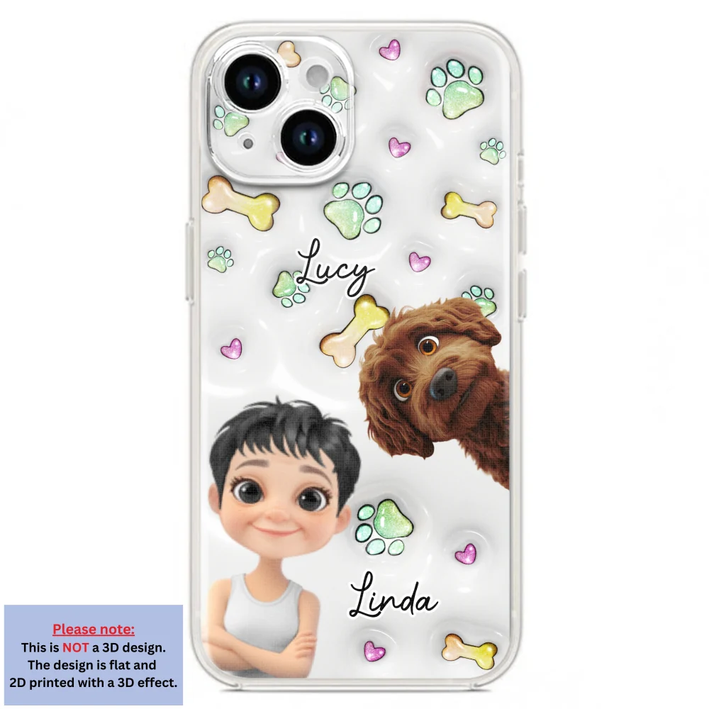 Lovely Human And Her Dogs - Personalized Custom 3D Inflated Effect Phone Case - Image 17
